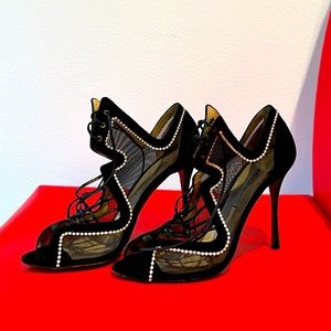 Nicholas Kirkwood black and pearl stiletto heels